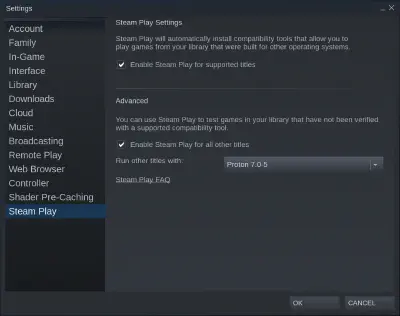 Steam Play (Proton) の有効化
