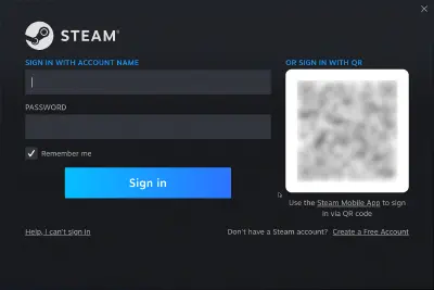 起動後のSteamクライアントのサインイン画面