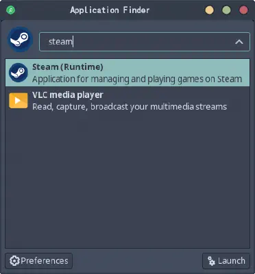 Xfce の Application Finder の場合