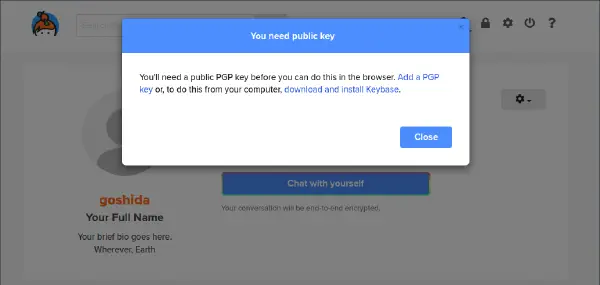 Keybase でブラウザからサイト証明を削除しようとした場合の警告